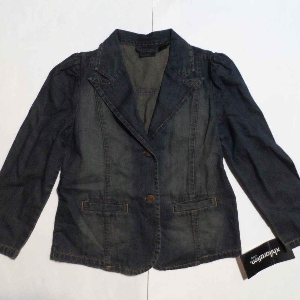 Girl's Jeans 2 Button Blazer, Dark Indigo, S